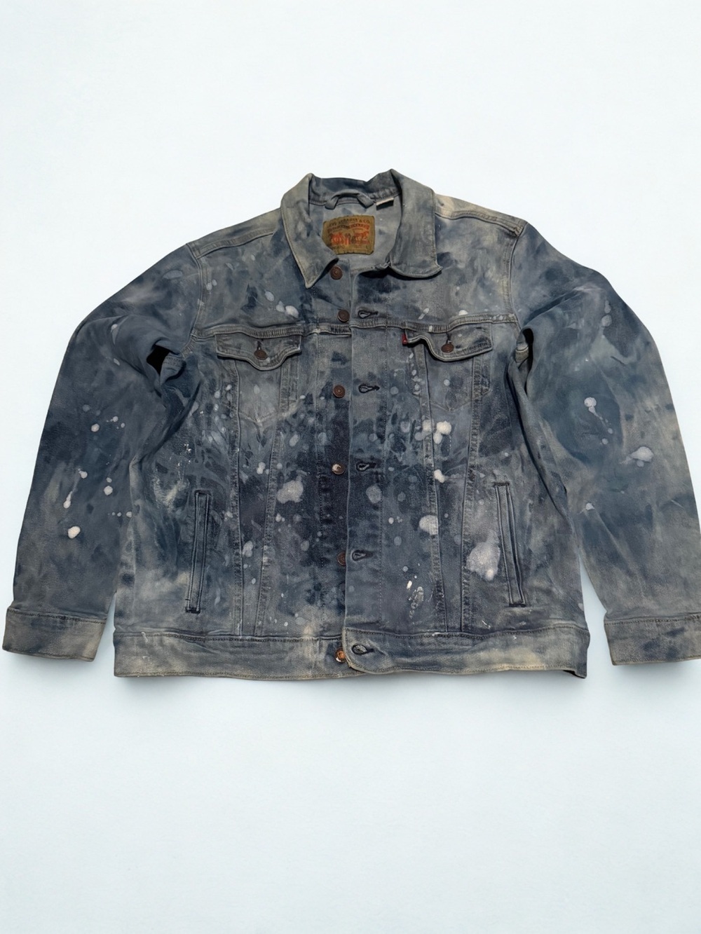 Levi's Distressed Black Denim Trucker with Paint-Splatter
